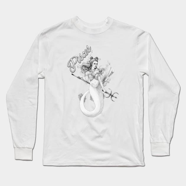 Pisces Goddess Long Sleeve T-Shirt by Aurora Illustration